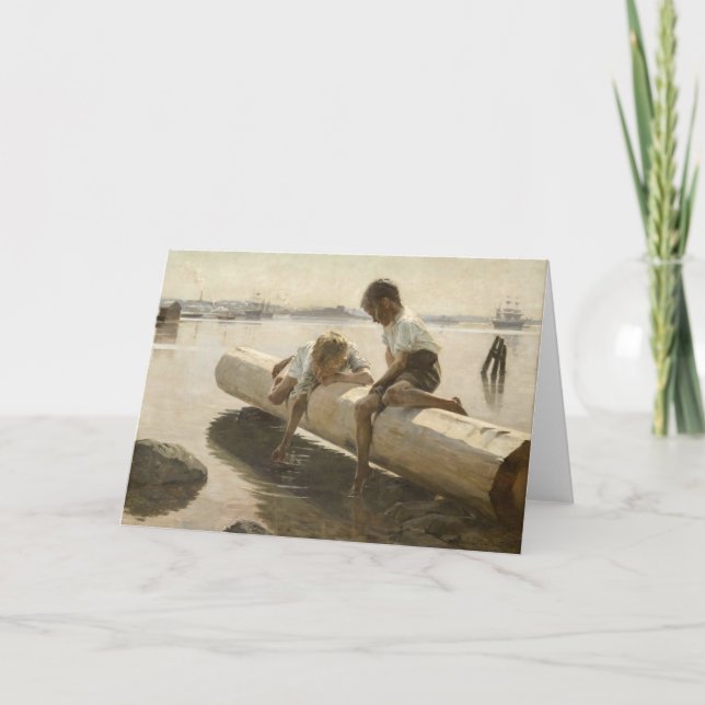 Cartão Albert Edelsense - Dois meninos em um registro (Frente)