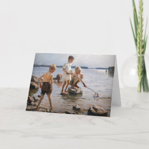 Cartão Albert Edelsense - Meninos tocando na praia