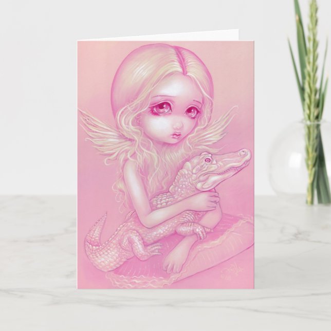 Cartão "Albino Alligator Angel" Greeting Card (Frente)