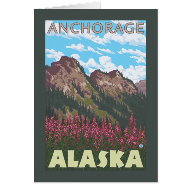 Cartão Alças e algas pirosas - Anchorage, Alasca (Frente)
