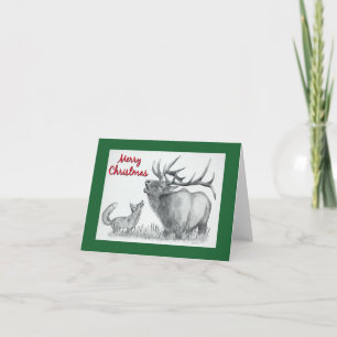 Cartão Alce e Raposa de Natal