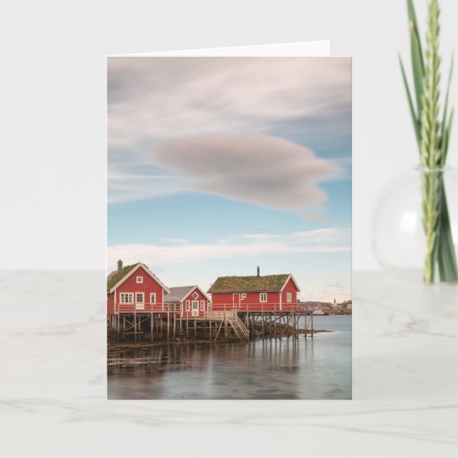 Cartão Aldeia de Pesca de Lofoten da Noruega (Frente)