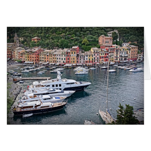 Cartão Aldeia do porto italiano - Portofino, Itália (Frente Horizontal)