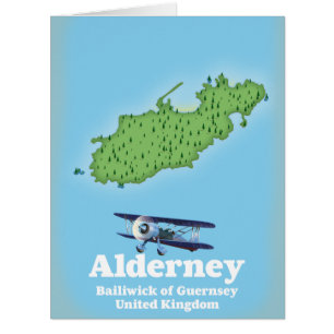 Cartão Alderney Bailiado de Guernsey Reino Unido Mapa
