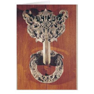 Cartão Aldrava de porta do shou de P'u com um design do