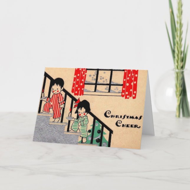 Cartão Alegria de Natal art déco dos anos 30 (Frente)