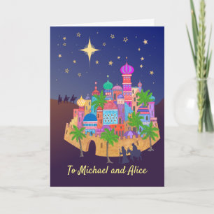 Cartão Alegria de Natal Bethlehem para personalizar o car