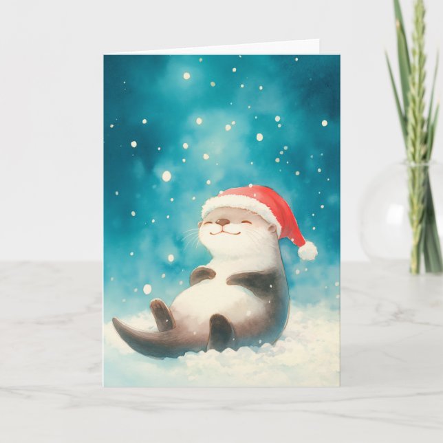 Cartão Alegria de Natal das Lontras (Frente)