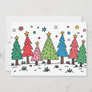 Cartão Alegria do Natal Estilo de Arte Desenho Animado Pl
