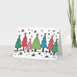 Cartão Alegria do Natal Estilo de Arte Desenho Fofo