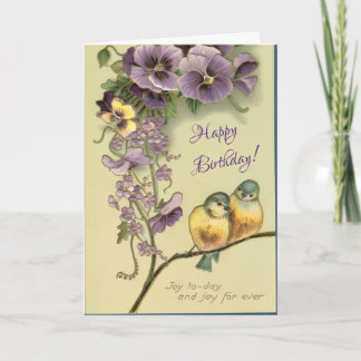 Cartão Alegria em Deus Pássaros e Flores Aniversário