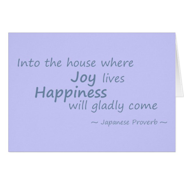 Cartão Alegria, felicidade azul (Frente Horizontal)