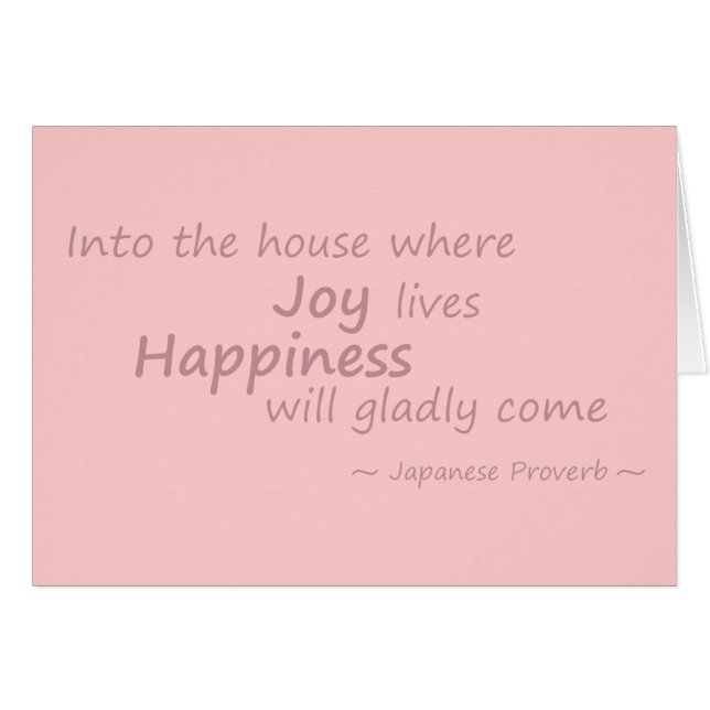 Cartão Alegria, felicidade rosa (Frente Horizontal)