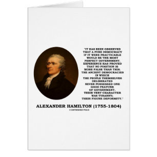 Cartão Alexander Hamilton Democracy Experience Tyranny