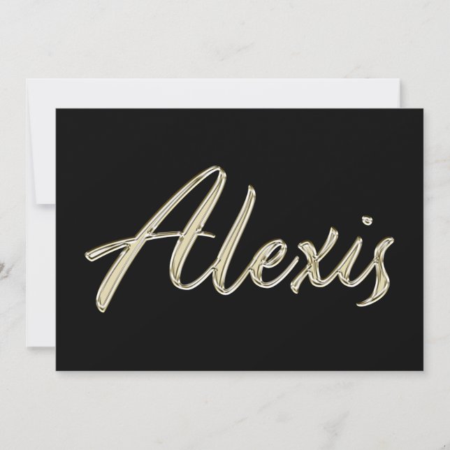 Cartão Alexis Name white gold Handwriting Karte (Frente)