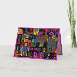 Cartão Alfabeto Abstrato Divertido e louco