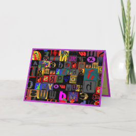 Cartão Alfabeto Abstrato Divertido e louco