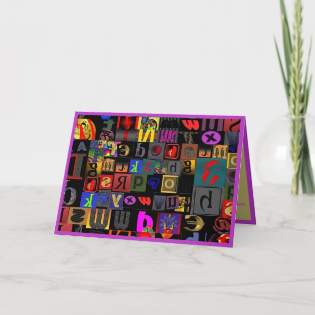 Cartão Alfabeto Abstrato Divertido e louco (Frente)