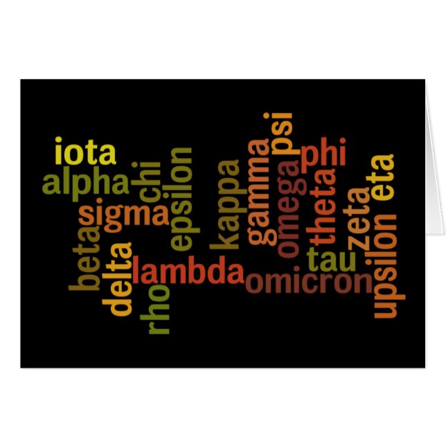 Cartão Alfabeto grego (nuvem da palavra) (Frente Horizontal)
