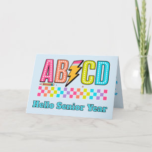 Cartão Alfabeto Retro ABCD Relâmpago Volta às Aulas