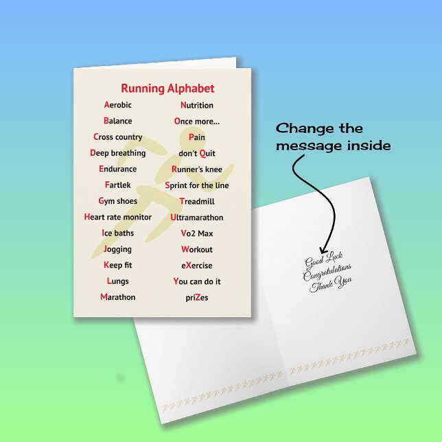 Cartão alfabeto temático esportivo para corredor (Criador carregado)