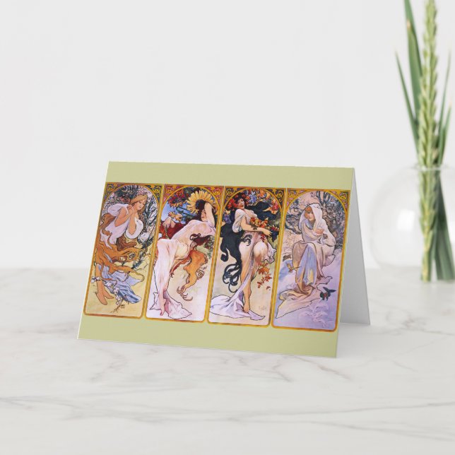 Cartão Alfons Mucha ~ As quatro estações (Frente)