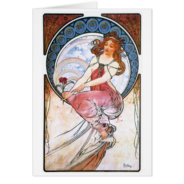 Cartão Alfons Mucha: Musa da pintura (Frente)
