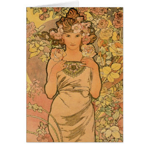 Cartão Alfons Mucha ~ O rosa