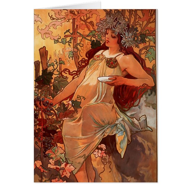 Cartão Alfons Mucha - Quatro Épocas - OUTUBRO (Frente)