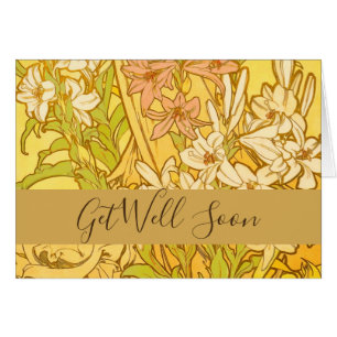 Cartão Alfonse Mucha Art Nouveau Lily Flores