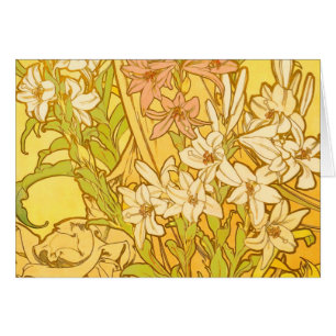 Cartão Alfonse Mucha Art Nouveau Lily Flores