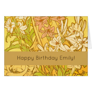 Cartão Alfonse Mucha Art Nouveau Lily Flores