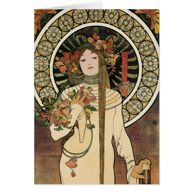 Cartão Alfonse Mucha Trappistine Nouveau (Frente)