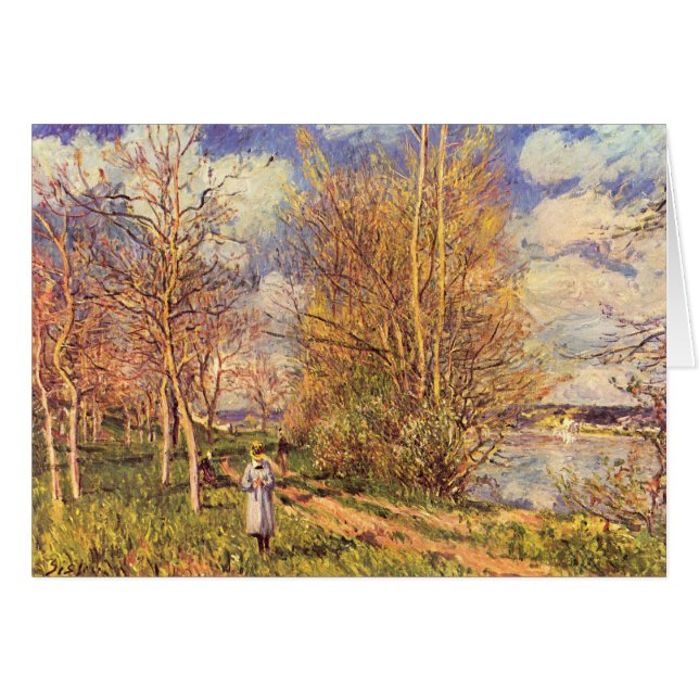 Cartão Alfred Sisley Small Meadows in Primavera (Frente horizontal)
