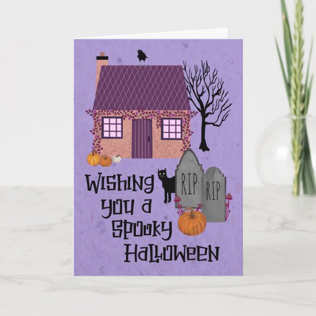 Cartão Algodão de Halloween Spooky Graveyard (Frente)