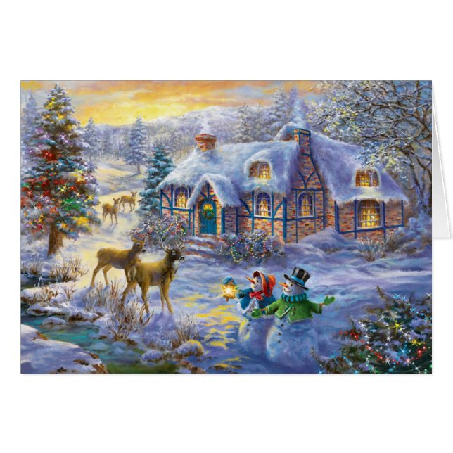 Cartão Algodão de neve do inverno (Frente Horizontal)