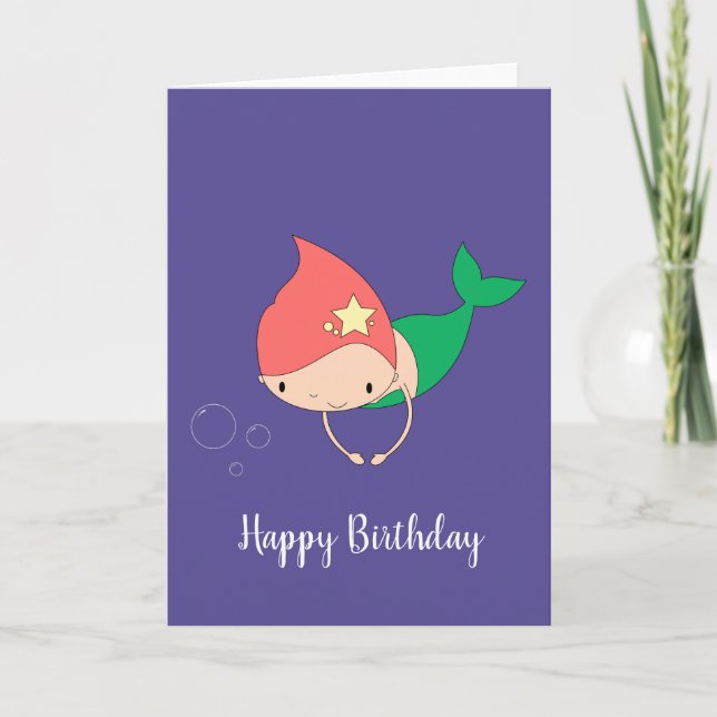 Cartão Algodão doce Sereia Roxo Escuro (Frente)