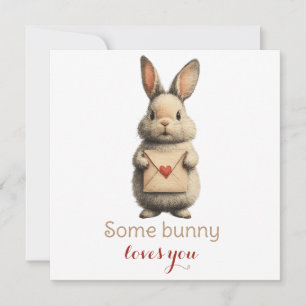 Cartão Algum Coelhinho Ama Você com Carta de Amor