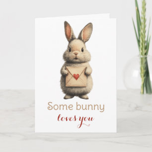 Cartão Algum Coelhinho Ama Você com Carta de Amor