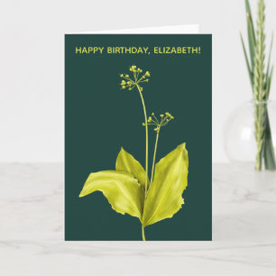 Cartão Alho Silvestre Planta Verde Arte Botânica Aniversá