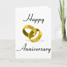 Cartão Alianças de Casamento Entrelaçadas - Nomes Persona