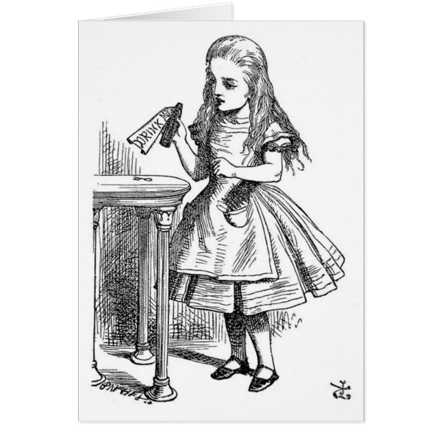 Cartão Alice com a "bebida mim" garrafa (Frente)