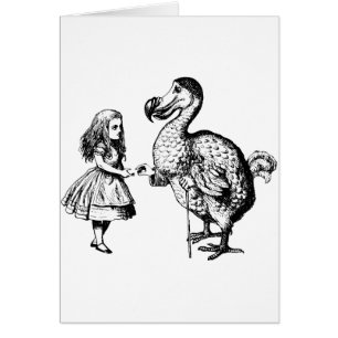 Cartão Alice e o Dodo cobriram o preto