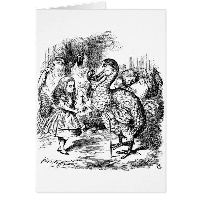 Cartão Alice e o pássaro do Dodo (Frente)