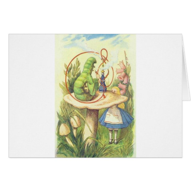 Cartão Alice encontra Caterpillar (Frente Horizontal)