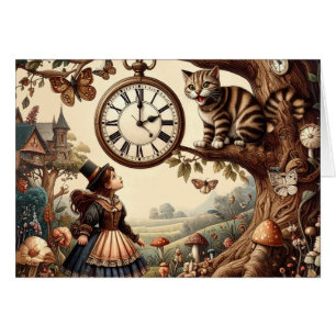 Cartão Alice & Gato de Cheshire: Fantasia Caprichosa do P