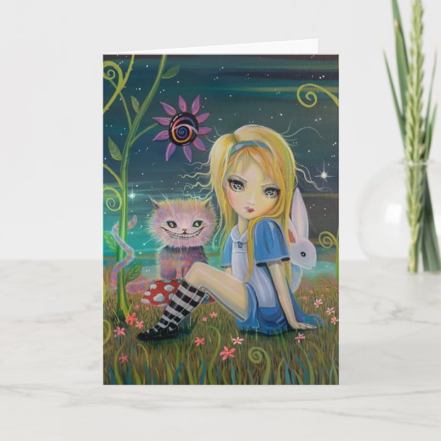 Cartão Alice in Wonderland Original Fantasy Fairytale Art (Frente)