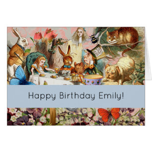 Cartão Alice in Wonderland tea party characters