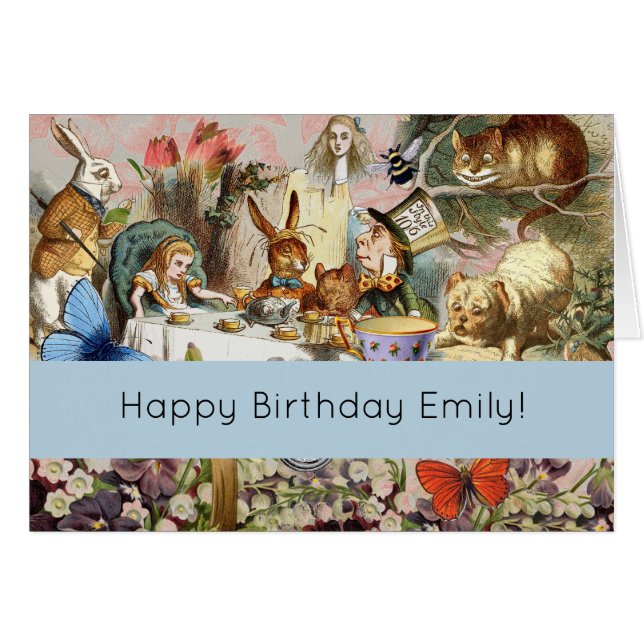 Cartão Alice in Wonderland tea party characters (Frente Horizontal)