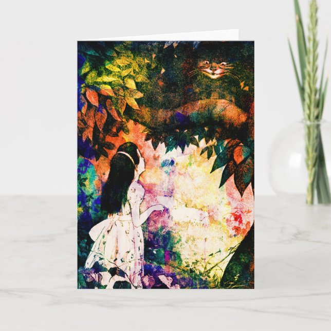 Cartão Alice no País das Maravilhas Cheshire Cat Watercol (Frente)